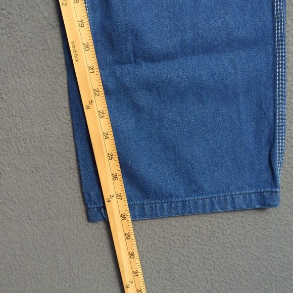 Liberty Denim Bib Overalls Men's 34x30 Blue Carpenter Loop Uneven Inseam Length - Picture 10 of 14